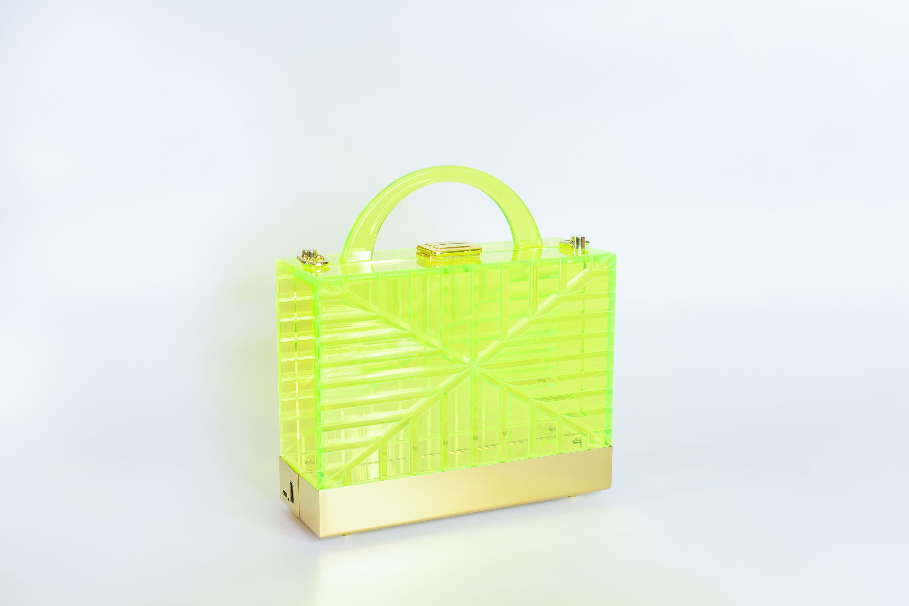 Kim Cig DECO CLUTCH in Neon Green/Gold