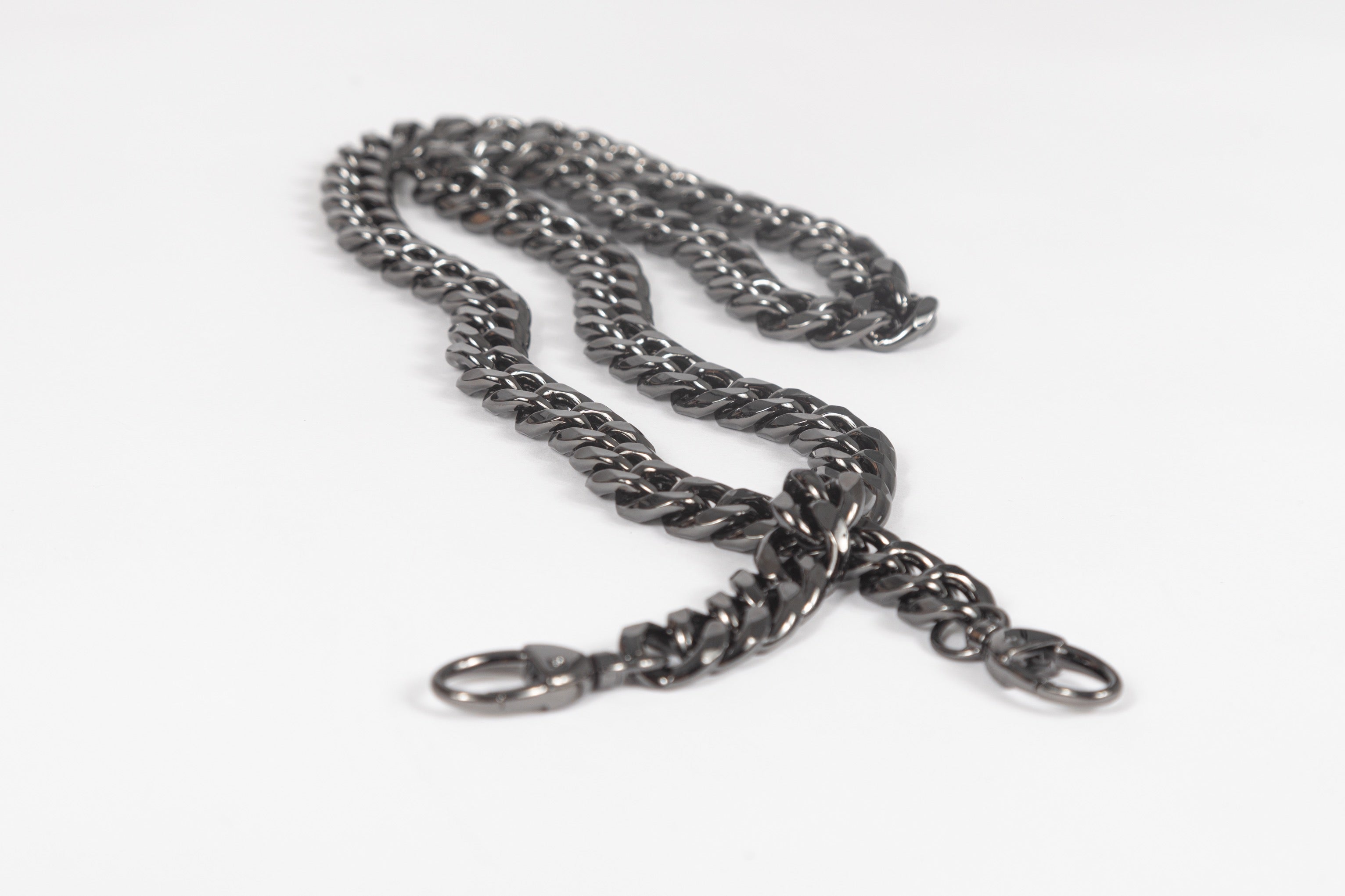 Thick Classy Curb Chain - Luxury Gunmetal/Black Chain Strap for